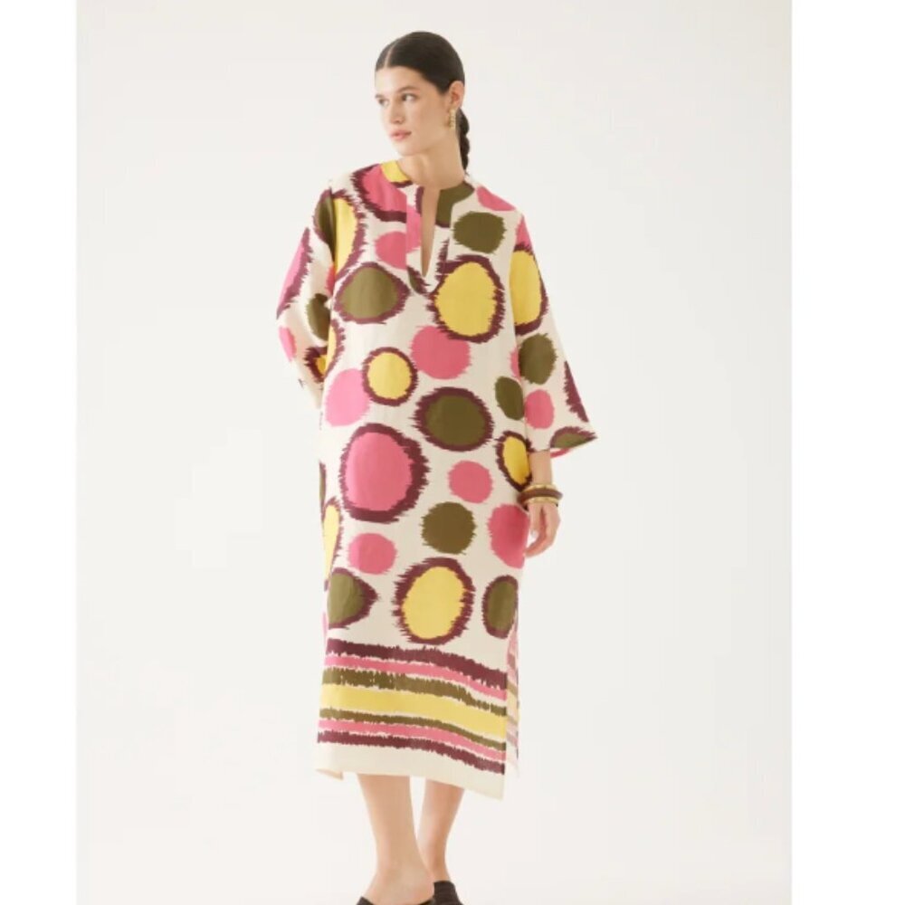 NWT EXQUISE Polka Dot Linen Shirt Dress Size 6